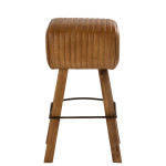 Paris Prix Tabouret De Bar En Cuir & Bois "Gym" 75cm Naturel
