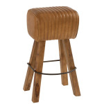 paris prix Tabouret de Bar en Cuir & Bois "Gym" 75cm Naturel