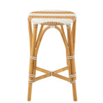 Paris Prix Tabouret De Bar En Rotin "Danial" 65cm Blanc & Naturel