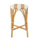 Paris Prix Tabouret De Bar En Rotin "Danial" 65cm Blanc & Naturel