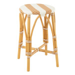 paris prix Tabouret de Bar en Rotin "Danial" 65cm Blanc & Naturel