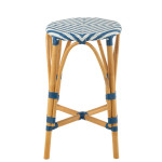 Paris Prix Tabouret De Bar En Rotin "Danial" 65cm Bleu & Naturel