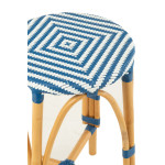 Paris Prix Tabouret De Bar En Rotin "Danial" 65cm Bleu & Naturel