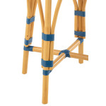 Paris Prix Tabouret De Bar En Rotin "Danial" 65cm Bleu & Naturel