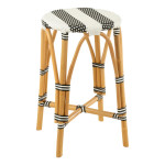 paris prix Tabouret de Bar en Rotin "Danial" 65cm Noir & Naturel