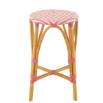 Paris Prix Tabouret De Bar En Rotin "Danial" 65cm Rose & Naturel