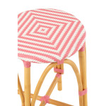 Paris Prix Tabouret De Bar En Rotin "Danial" 65cm Rose & Naturel