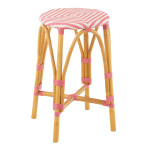 paris prix Tabouret de Bar en Rotin "Danial" 65cm Rose & Naturel