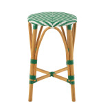Paris Prix Tabouret De Bar En Rotin "Danial" 65cm Vert Foncé & Naturel