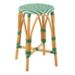 paris prix Tabouret de Bar en Rotin "Danial" 65cm Vert Foncé & Naturel