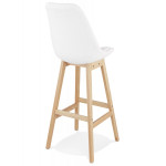 Paris Prix Tabouret De Bar En Tissu "Lenard" 112cm Blanc & Naturel