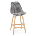 paris prix Tabouret de Bar en Tissu Pied de Poule "Avery" 103cm Noir