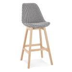 paris prix Tabouret de Bar en Tissu Pied de Poule "Avery" 113cm Noir