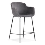paris prix Tabouret de Bar en Velours "Edmund" 97cm Gris