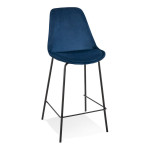 paris prix Tabouret de Bar en Velours "Lon" 105cm Bleu