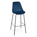 paris prix Tabouret de Bar en Velours "Lon" 115cm Bleu