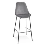 paris prix Tabouret de Bar en Velours "Lon" 115cm Gris