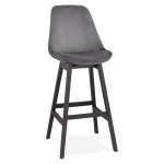 paris prix Tabouret de Bar en Velours "Vars" 113cm Gris & Noir