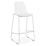 paris prix Tabouret de Bar "Layvin" 111cm Blanc & Chromé