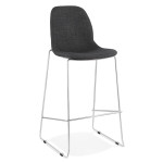 paris prix Tabouret de Bar "Tanjan" 111cm Gris Foncé & Chromé