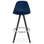 Paris Prix Tabouret De Bar Velours & Bois "Vinea" 87cm Bleu