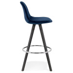 Paris Prix Tabouret De Bar Velours & Bois "Vinea" 87cm Bleu