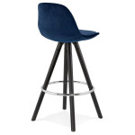 Paris Prix Tabouret De Bar Velours & Bois "Vinea" 87cm Bleu