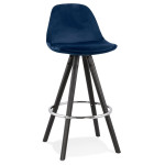 paris prix Tabouret de Bar Velours & Bois "Vinea" 87cm Bleu