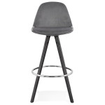Paris Prix Tabouret De Bar Velours & Bois "Vinea" 87cm Gris