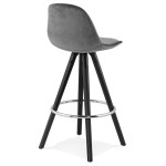 Paris Prix Tabouret De Bar Velours & Bois "Vinea" 87cm Gris