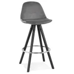 paris prix Tabouret de Bar Velours & Bois "Vinea" 87cm Gris