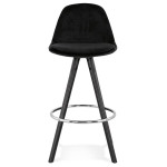 Paris Prix Tabouret De Bar Velours & Bois "Vinea" 87cm Noir