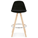 Paris Prix Tabouret De Bar Velours & Bois "Vinea" 87cm Noir & Naturel