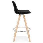 Paris Prix Tabouret De Bar Velours & Bois "Vinea" 87cm Noir & Naturel
