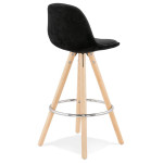 Paris Prix Tabouret De Bar Velours & Bois "Vinea" 87cm Noir & Naturel