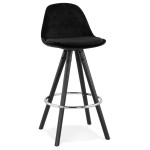 paris prix Tabouret de Bar Velours & Bois "Vinea" 87cm Noir