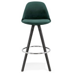 Paris Prix Tabouret De Bar Velours & Bois "Vinea" 87cm Vert