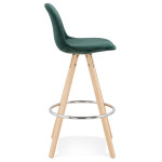 Paris Prix Tabouret De Bar Velours & Bois "Vinea" 87cm Vert & Naturel
