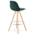 Paris Prix Tabouret De Bar Velours & Bois "Vinea" 87cm Vert & Naturel
