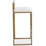 Paris Prix Tabouret De Bar Velours "Dakota" 80cm Crème & Or
