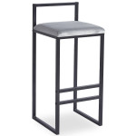 Paris Prix Tabouret De Bar Velours "Dakota" 80cm Gris & Noir