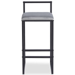 Paris Prix Tabouret De Bar Velours "Dakota" 80cm Gris & Noir