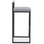 Paris Prix Tabouret De Bar Velours "Dakota" 80cm Gris & Noir