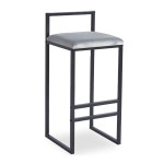 paris prix Tabouret de Bar Velours "Dakota" 80cm Gris & Noir
