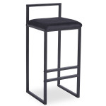 Paris Prix Tabouret De Bar Velours "Dakota" 80cm Noir