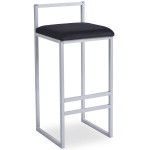Paris Prix Tabouret De Bar Velours "Dakota" 80cm Noir & Argent