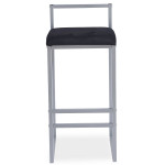 Paris Prix Tabouret De Bar Velours "Dakota" 80cm Noir & Argent