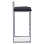 Paris Prix Tabouret De Bar Velours "Dakota" 80cm Noir & Argent