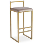 Paris Prix Tabouret De Bar Velours "Dakota" 80cm Taupe & Or