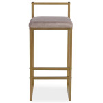 Paris Prix Tabouret De Bar Velours "Dakota" 80cm Taupe & Or